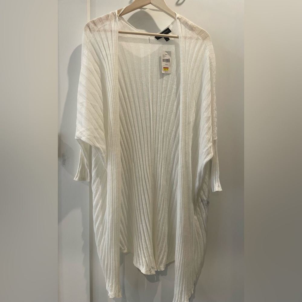 Lane Bryant White Ribbed Cardigan